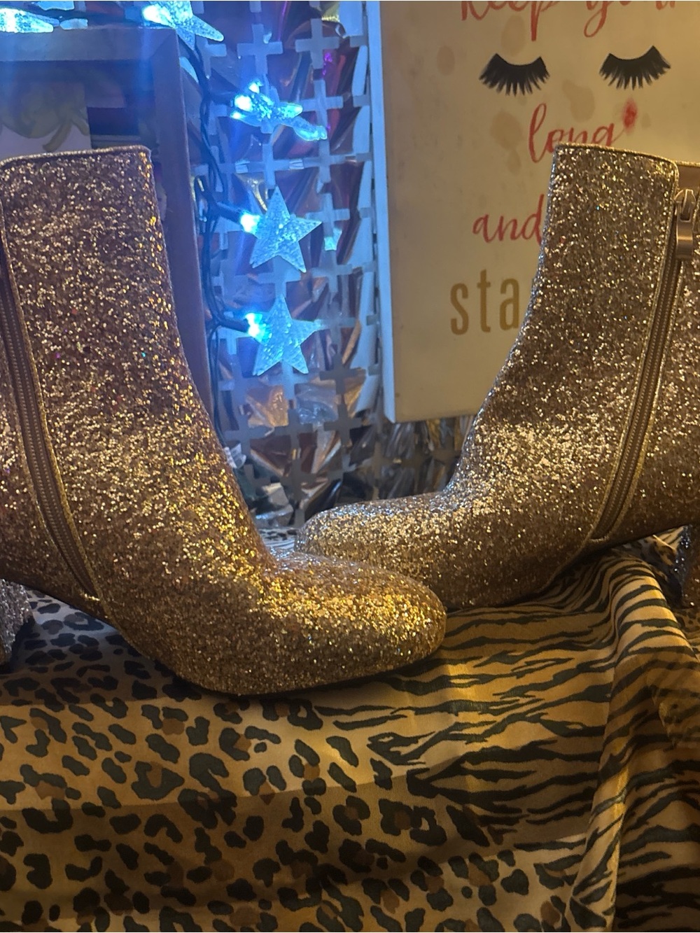 Dream Pairs Gold Glitter Ankle Boots